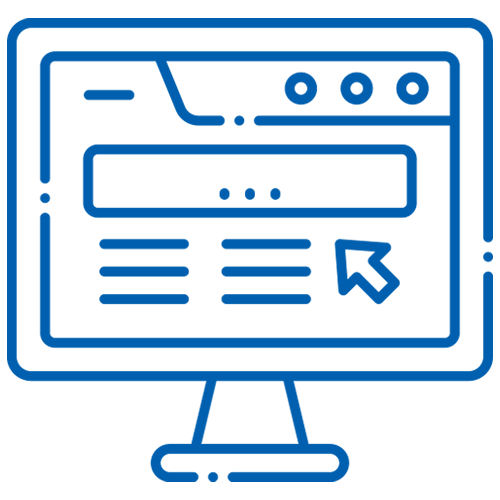 Symbol eines Web-Entwicklungs-Bildschirms mit Browserfenster und Cursor.